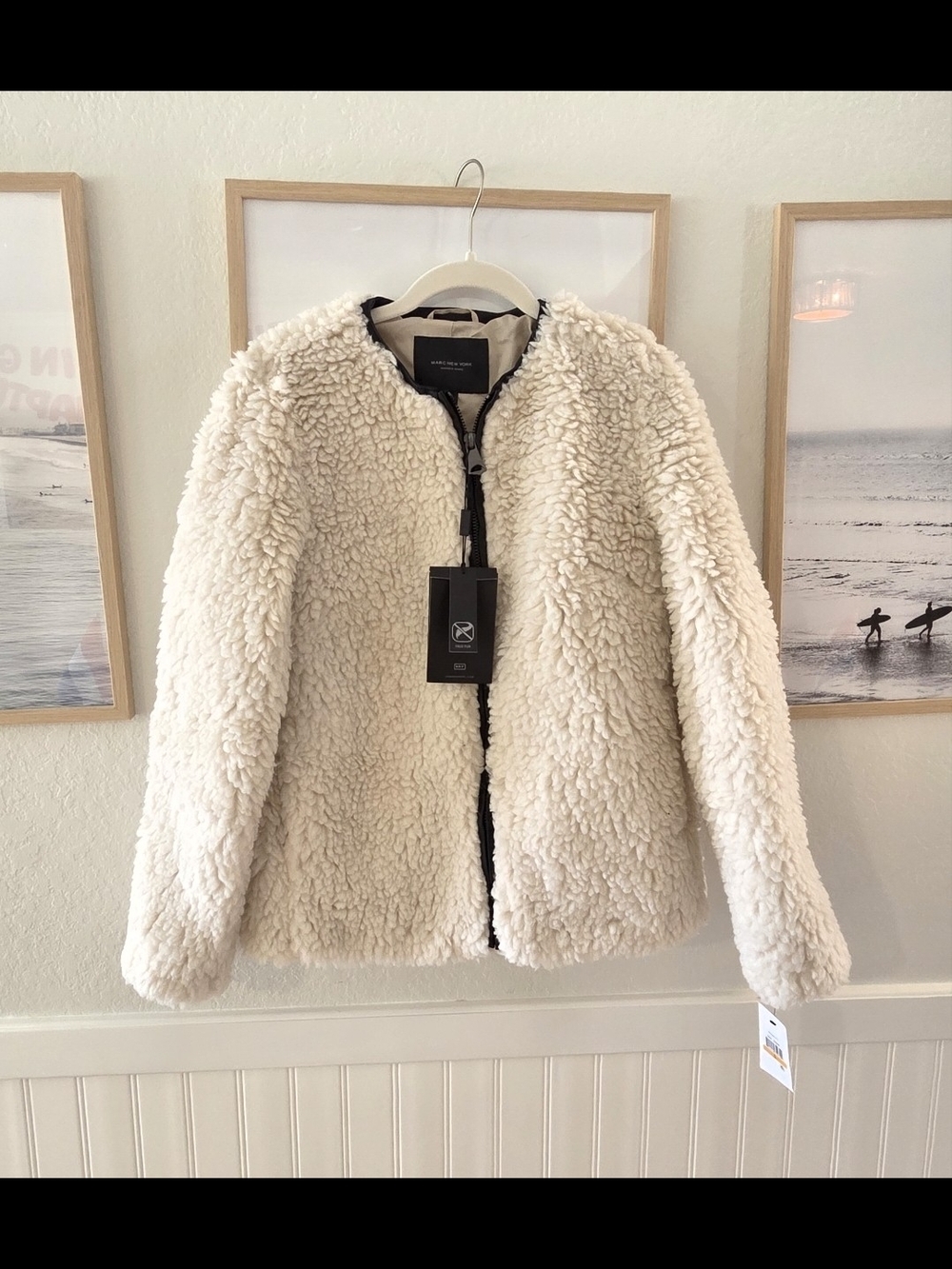 Andrew Marc Cream Sherpa Teddy Jacket